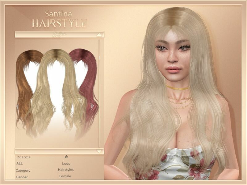 Santina (Hairstyle) By Javasims 1 Santina (Hairstyle) By Javasims Sims 4 CC