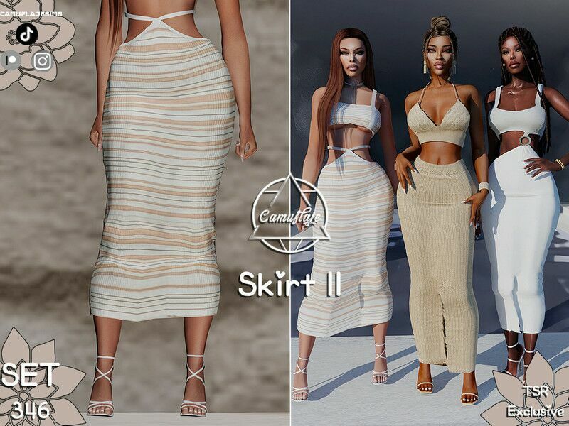 Santorini Collection – Striped Skirt By Camuflaje 1 Santorini Collection – Striped Skirt By Camuflaje Sims 4 CC