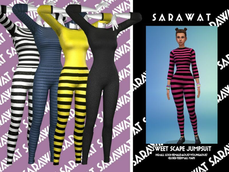 Sarawat_Sweet Scape Jumpsuit By Sarawat 1 Sarawat_Sweet Scape Jumpsuit By Sarawat Sims 4 CC