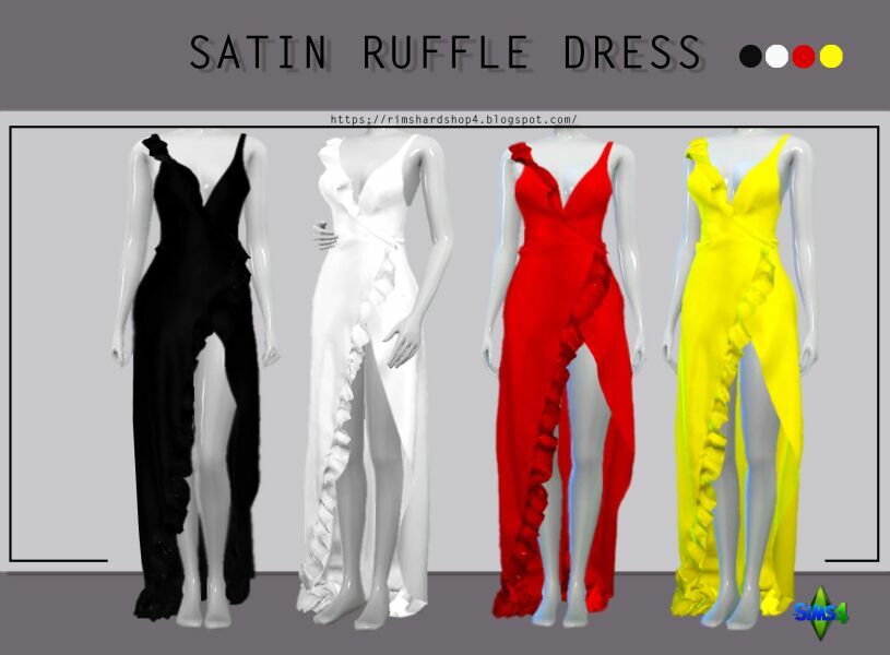 Satin Ruffle Dress By Rimshard 1 Satin Ruffle Dress By Rimshard Sims 4 CC