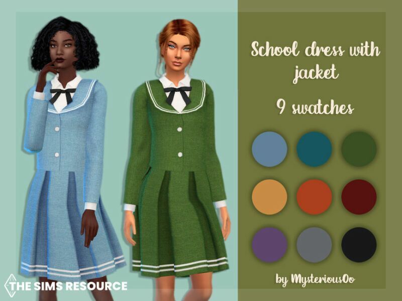 School Dress With Jacket By Mysteriousoo 1 School Dress With Jacket By Mysteriousoo Sims 4 CC
