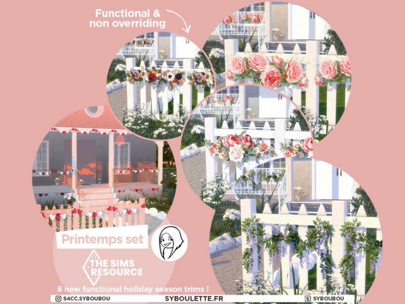 Scripted – Printemps Season Decor Trim SET By Syboubou 1 Scripted – Printemps Season Decor Trim SET By Syboubou Sims 4 CC