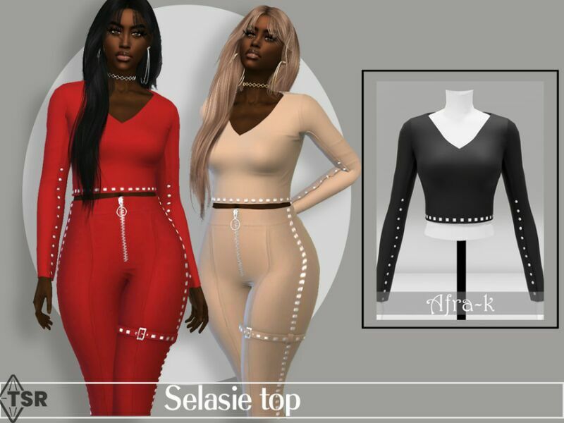 Selasie Studded TOP By Akaysims 1 Selasie Studded TOP By Akaysims Sims 4 CC