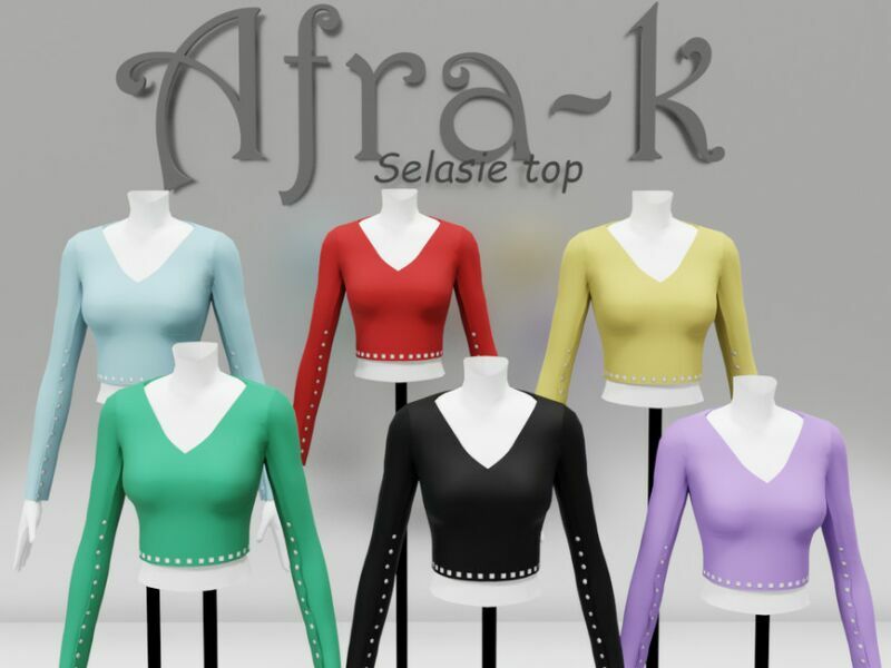 Selasie Studded TOP By Akaysims 2 sims 4 cc selasie studded top by akaysims 2