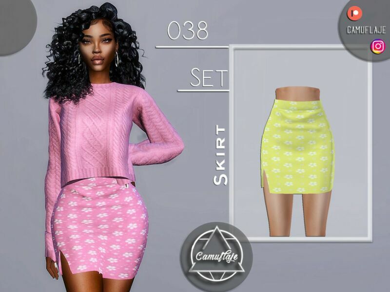 SET 038 – Flower Skirt By Camuflaje 1 SET 038 – Flower Skirt By Camuflaje Sims 4 CC