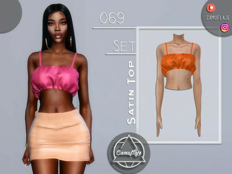 SET 069 – Satin TOP By Camuflaje 1 SET 069 – Satin TOP By Camuflaje Sims 4 CC