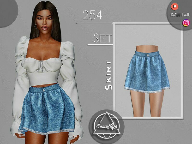 SET 254 – Denim Skirt By Camuflaje 1 SET 254 – Denim Skirt By Camuflaje Sims 4 CC