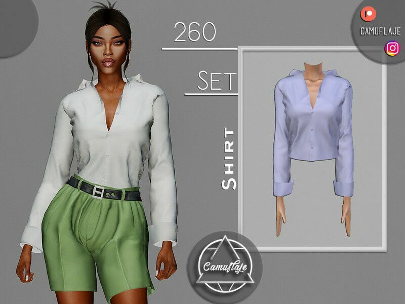 SET 260 – Buttons UP Shirt By Camuflaje 1 SET 260 – Buttons UP Shirt By Camuflaje Sims 4 CC