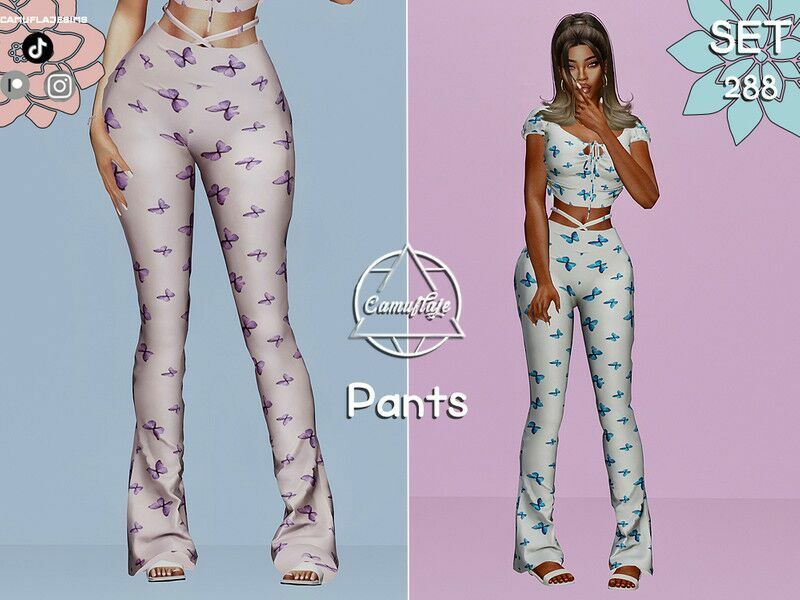 SET 288 – Butterfly Pants / Everyday 1 SET 288 – Butterfly Pants / Everyday Sims 4 CC