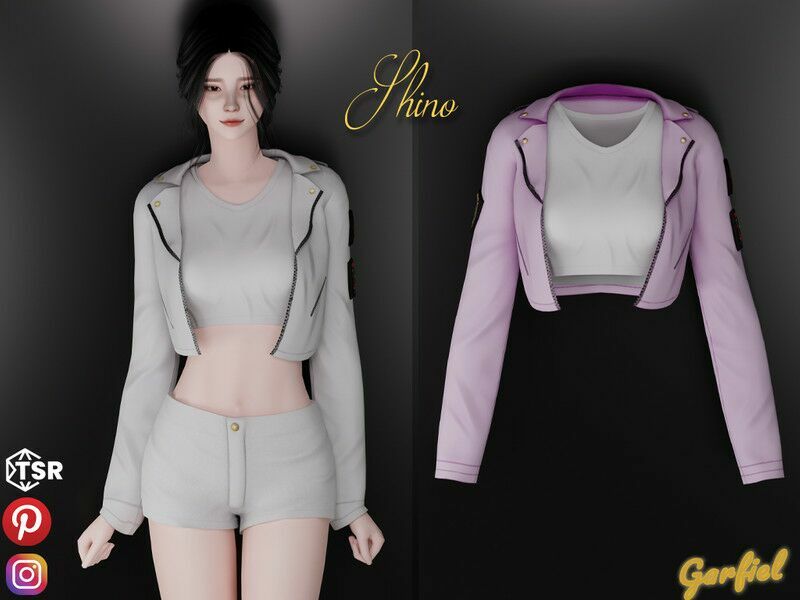 Shino – Leather Jacket With Patches / Everyday 1 Shino – Leather Jacket With Patches / Everyday Sims 4 CC