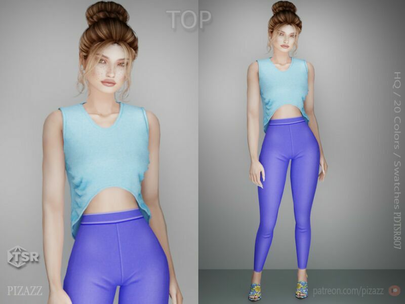 Short Sleeve U-Shape Tank By Pizazz 1 Short Sleeve U-Shape Tank By Pizazz Sims 4 CC