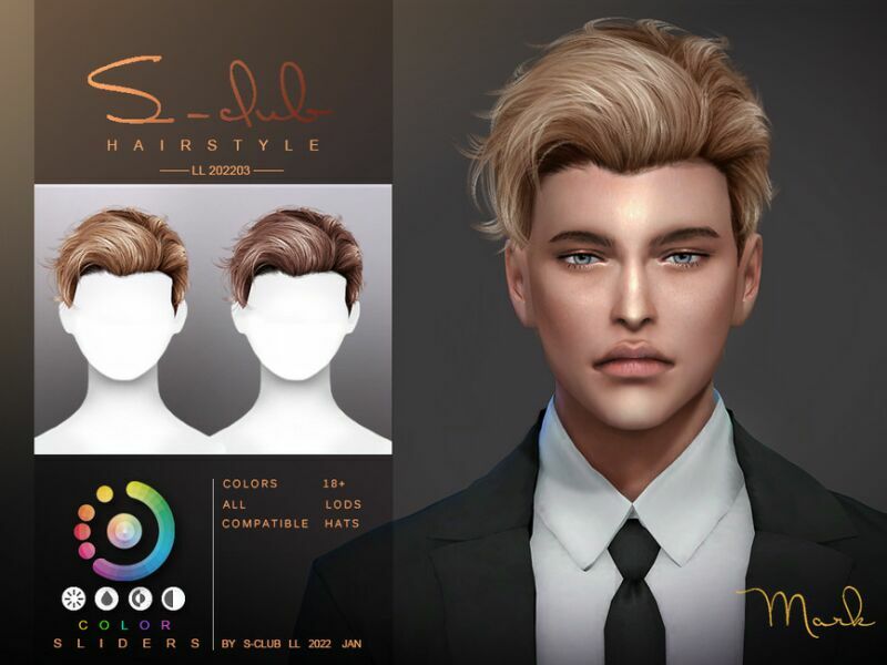 Short Wavy Hair (Mark) By S-Club By S-Club 1 Short Wavy Hair (Mark) By S-Club By S-Club Sims 4 CC