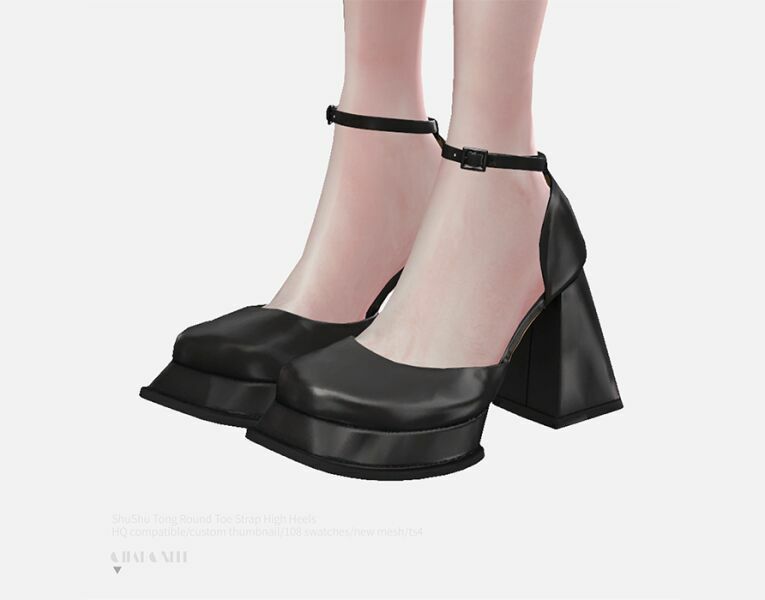 Shushu Tong Round TOE Strap High Heels By Charonlee 1 Shushu Tong Round TOE Strap High Heels By Charonlee Sims 4 CC