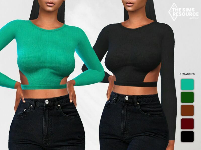 Sides Open Long Sleeve Tops By Saliwa 1 Sides Open Long Sleeve Tops By Saliwa Sims 4 CC