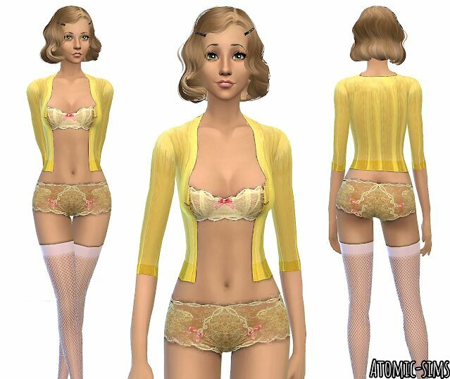 Simchic Yellow Underwear With Cardigan Conversion By Atomic-Sims 1 Simchic Yellow Underwear With Cardigan Conversion By Atomic-Sims Sims 4 CC