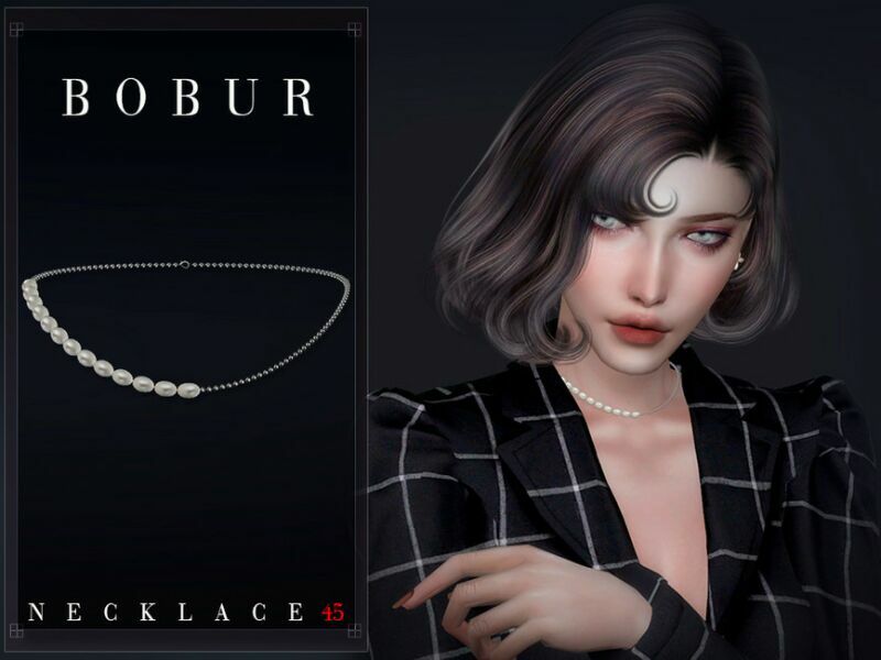 Simple Pearl Necklace By Bobur3 1 Simple Pearl Necklace By Bobur3 Sims 4 CC