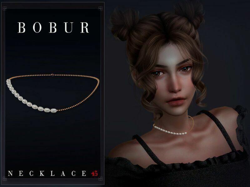 Simple Pearl Necklace By Bobur3 2 sims 4 cc simple pearl necklace by bobur3 2