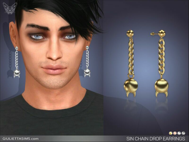 SIN Chain Drop Earrings By Feyona 2 sims 4 cc sin chain drop earrings by feyona 2