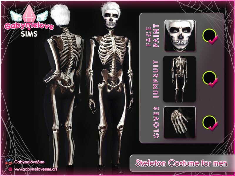 Skeleton Costume For MEN • SET | Halloween CC 1 Skeleton Costume For MEN • SET | Halloween CC Sims 4 CC
