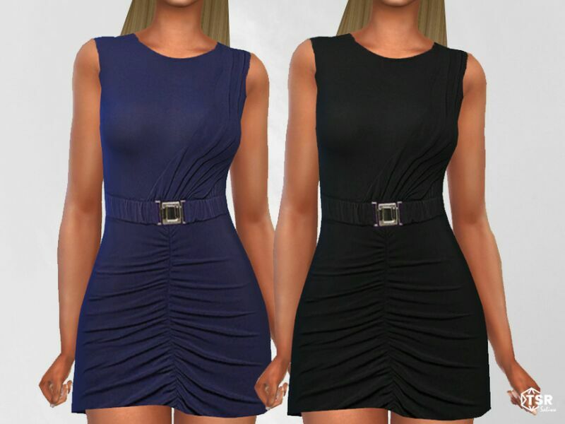 Sleeveless Dresses With Belt By Saliwa 1 Sleeveless Dresses With Belt By Saliwa Sims 4 CC