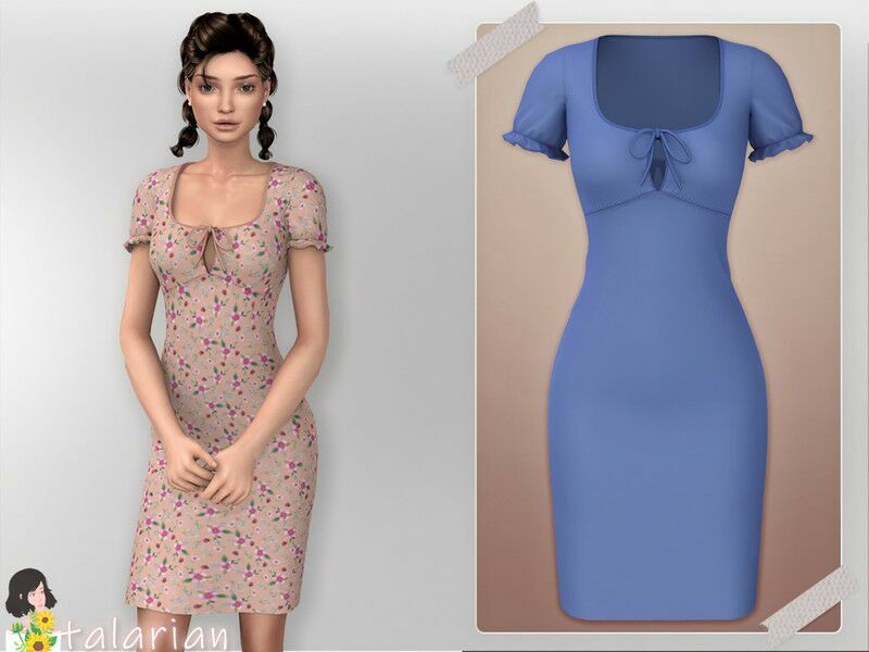 Sloane Dress With Short Sleeves For / Everyday 1 Sloane Dress With Short Sleeves For / Everyday Sims 4 CC
