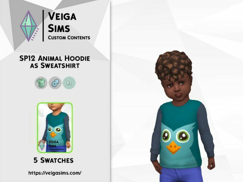 SP12 Animal Hoodie AS Sweatshirt 2 sims 4 cc sp12 animal hoodie as sweatshirt 3