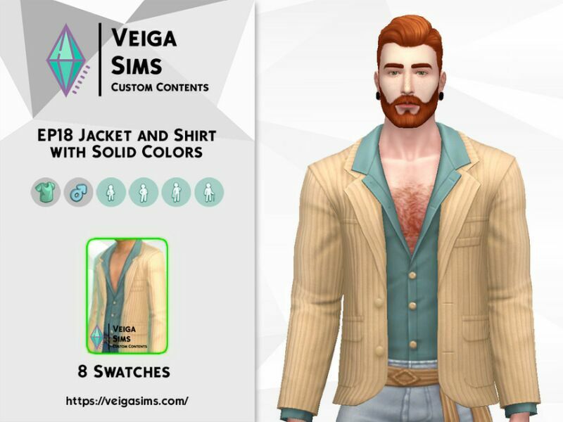 SP18 Jacket And Shirt With Solid Colors 1 SP18 Jacket And Shirt With Solid Colors Sims 4 CC