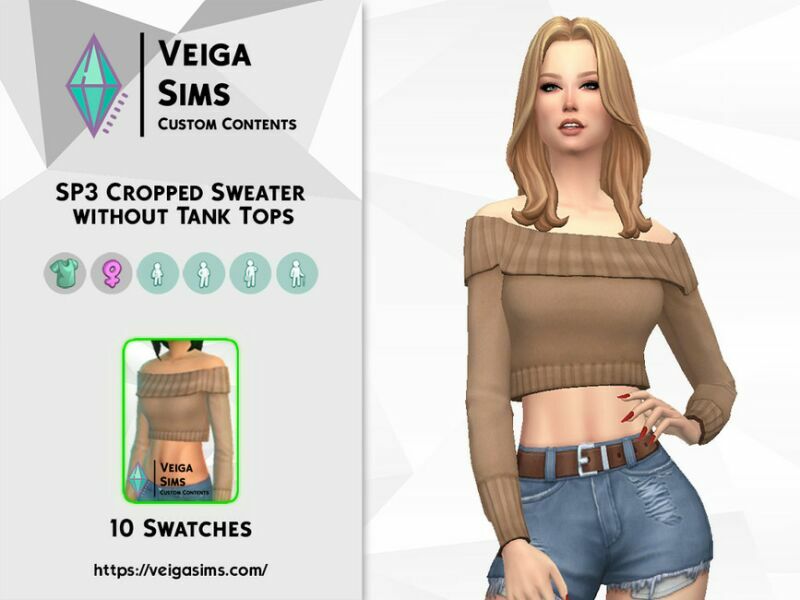 SP3 Cropped Sweater Without Tank Tops 1 SP3 Cropped Sweater Without Tank Tops Sims 4 CC