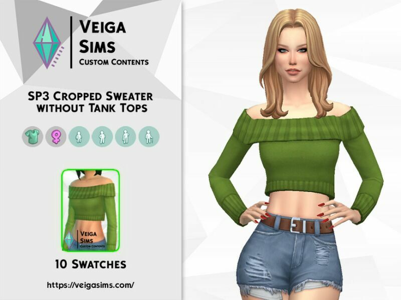 SP3 Cropped Sweater Without Tank Tops 2 sims 4 cc sp3 cropped sweater without tank tops 2