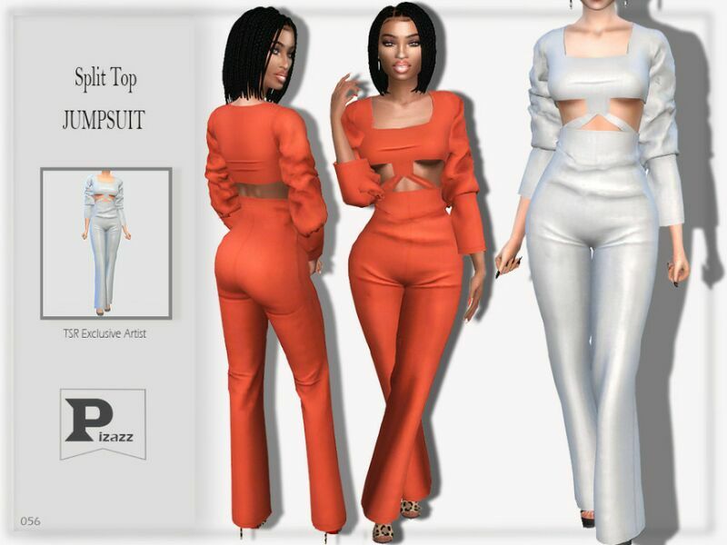 Split TOP Jumpsuit By Pizazz 1 Split TOP Jumpsuit By Pizazz Sims 4 CC