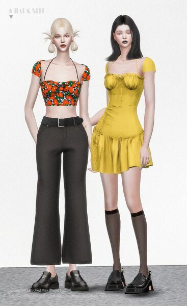 Square Neck Ruched Mini Dress&Top By Charonlee 3 sims 4 cc square neck ruched mini dresstop by charonlee 2