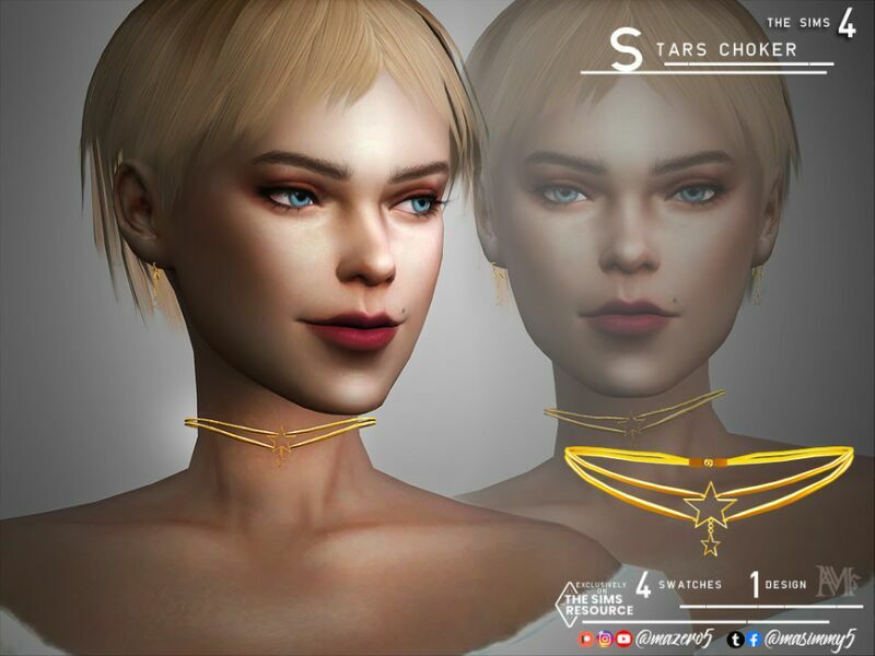 Stars Choker By Mazero5 1 Stars Choker By Mazero5 Sims 4 CC
