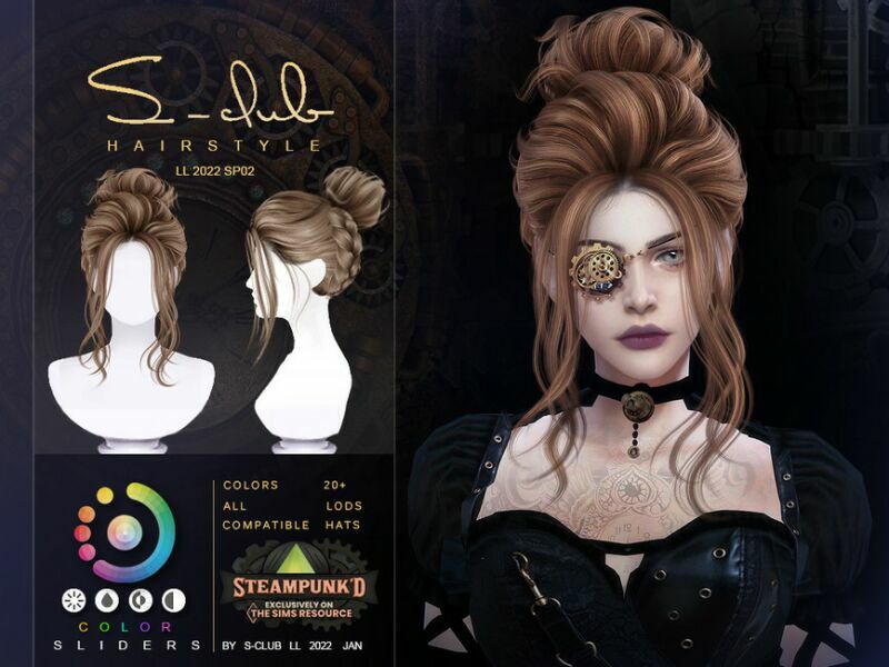 Steampunk D Hairstyles With BUN By S-Club By S-Club 1 Steampunk D Hairstyles With BUN By S-Club By S-Club Sims 4 CC