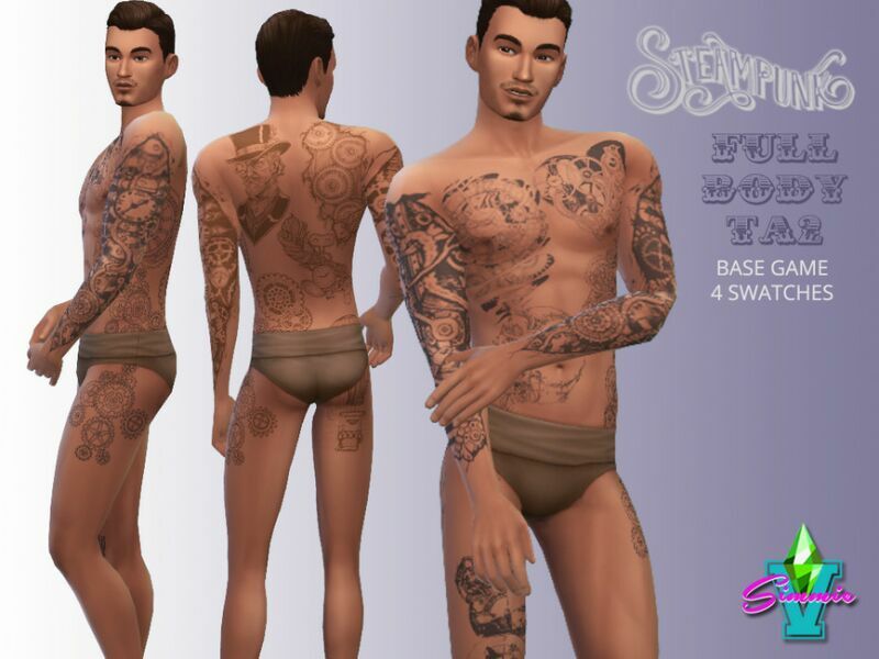 Steampunk Full Body Tattoo By Simmiev 1 Steampunk Full Body Tattoo By Simmiev Sims 4 CC