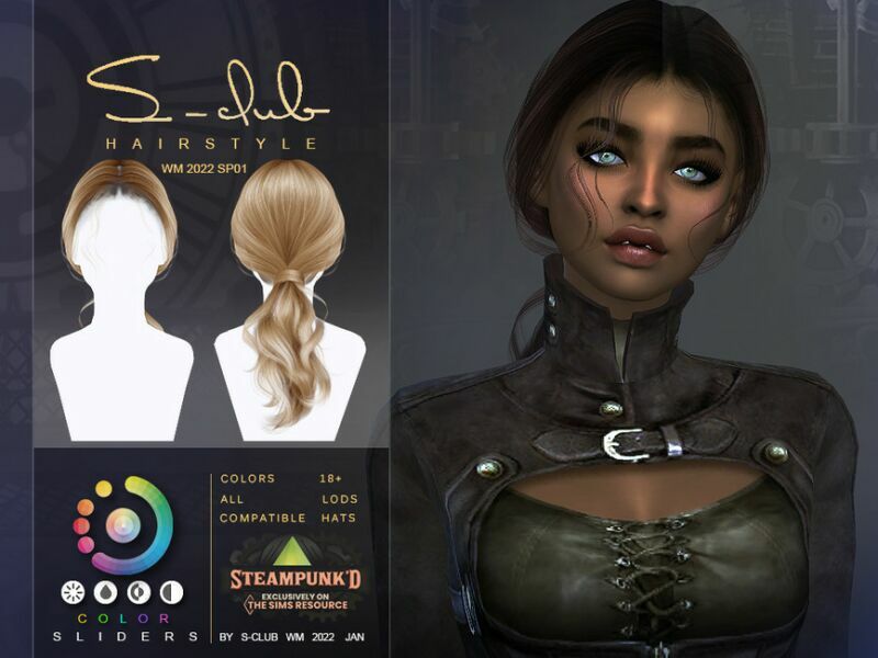 Steampunk Ponytail Hairstyle By S-Club By S-Club 2 sims 4 cc steampunk ponytail hairstyle by s club by s club 2