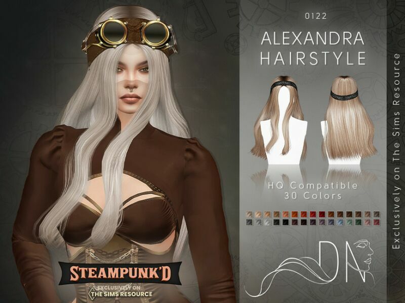 Steampunked – Alexandra Hairstyle By Darknightt 1 Steampunked – Alexandra Hairstyle By Darknightt Sims 4 CC