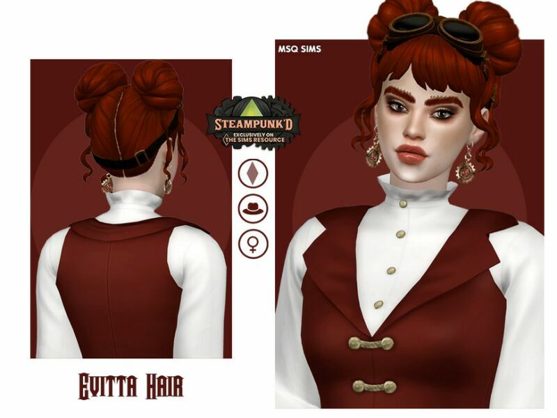 Steampunked Evitta Hair By Msqsims 1 Steampunked Evitta Hair By Msqsims Sims 4 CC