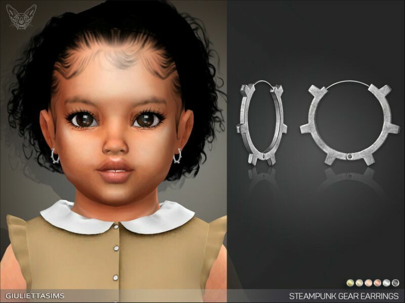 Steampunked – Steampunk Hoop Earrings For Toddlers By Feyona 1 Steampunked – Steampunk Hoop Earrings For Toddlers By Feyona Sims 4 CC
