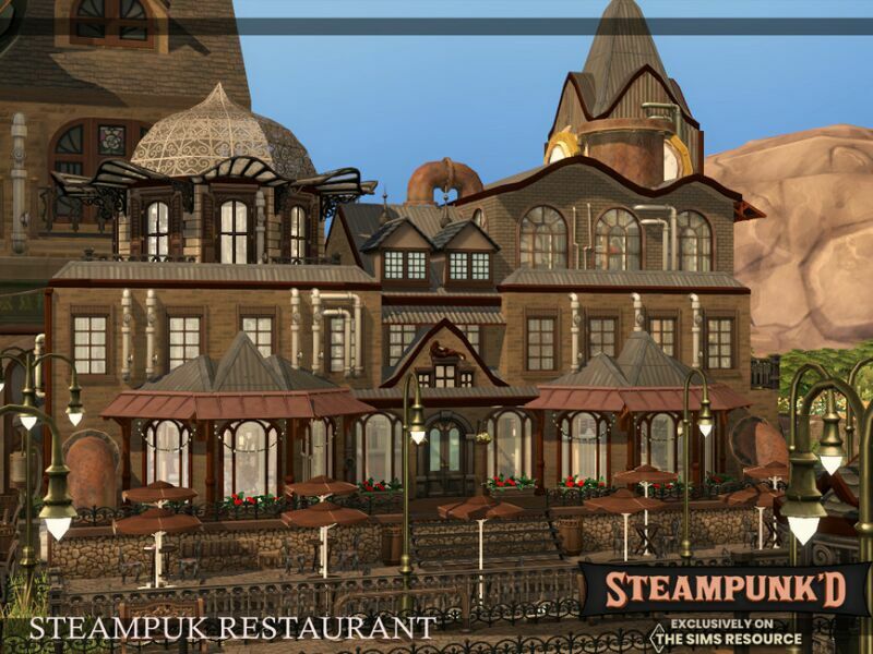 Steampunked – Steampunk Restaurant | Nocc By Simzmora 5 sims 4 cc steampunked steampunk restaurant nocc by simzmora 4