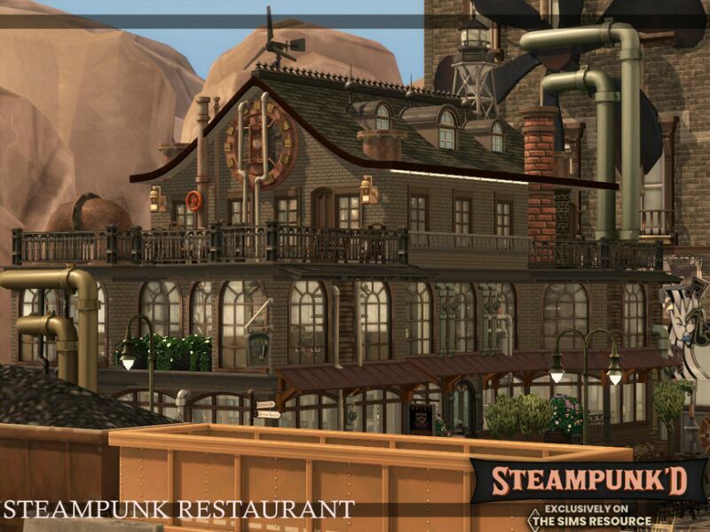 Steampunked – Steampunk Restaurant | Nocc By Simzmora 4 sims 4 cc steampunked steampunk restaurant nocc by simzmora 5