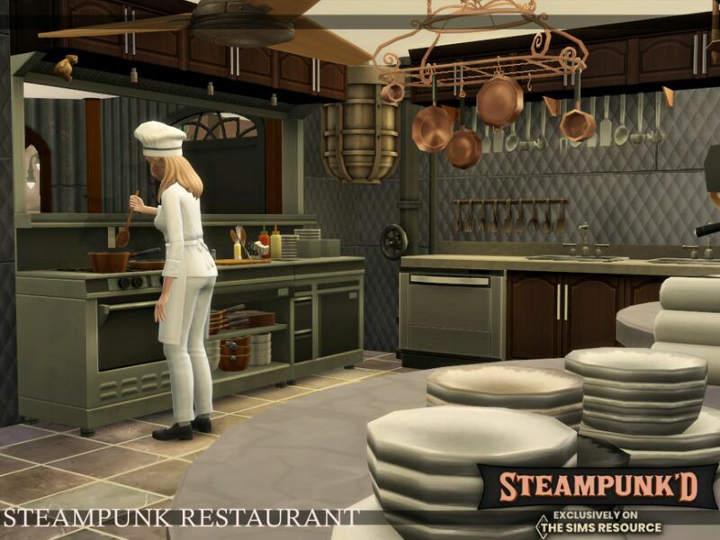 Steampunked – Steampunk Restaurant | Nocc By Simzmora 3 sims 4 cc steampunked steampunk restaurant nocc by simzmora 6
