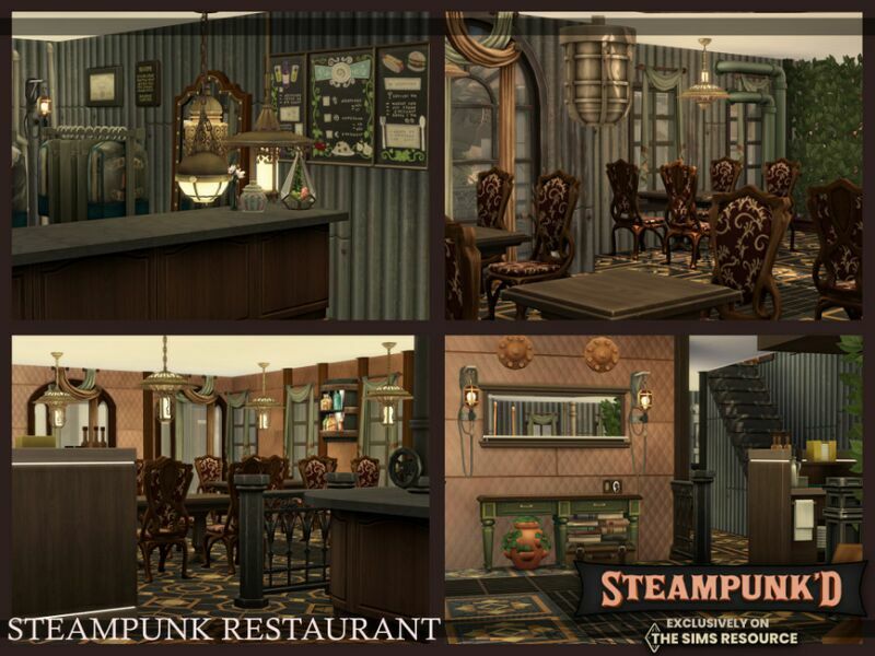 Steampunked – Steampunk Restaurant | Nocc By Simzmora 2 sims 4 cc steampunked steampunk restaurant nocc by simzmora 7