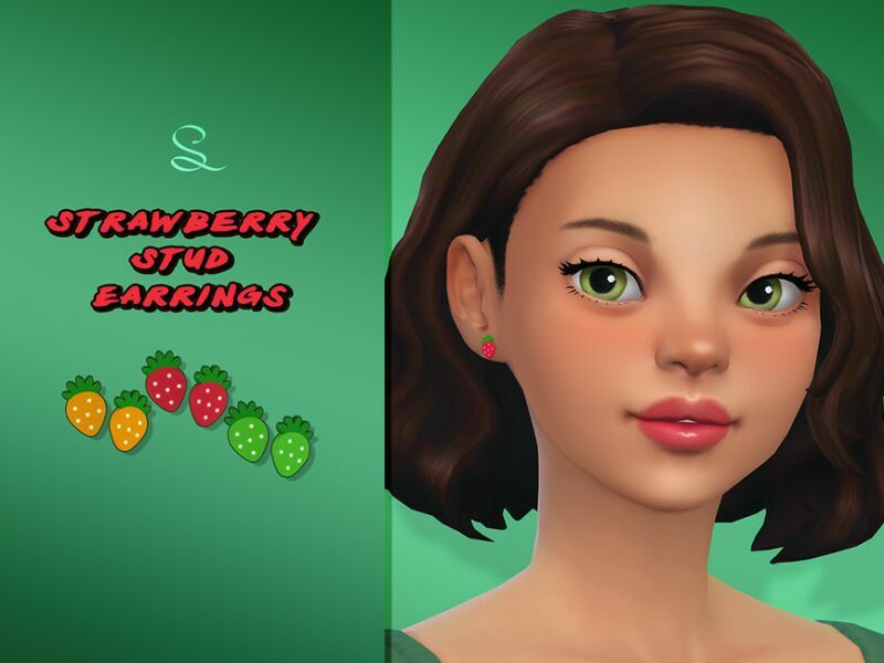 Strawberry Stud Earrings For Adults By Simlasya 1 Strawberry Stud Earrings For Adults By Simlasya Sims 4 CC