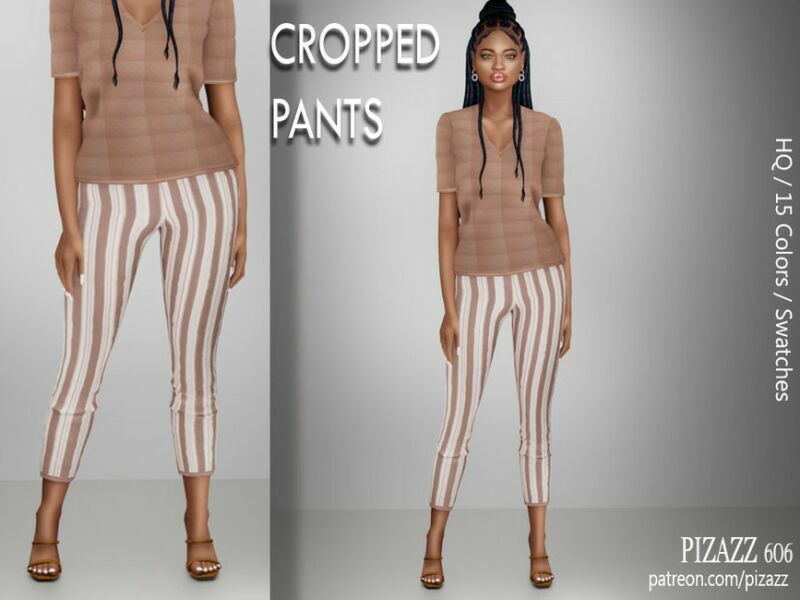 Stripe Cropped Pants By Pizazz 1 Stripe Cropped Pants By Pizazz Sims 4 CC