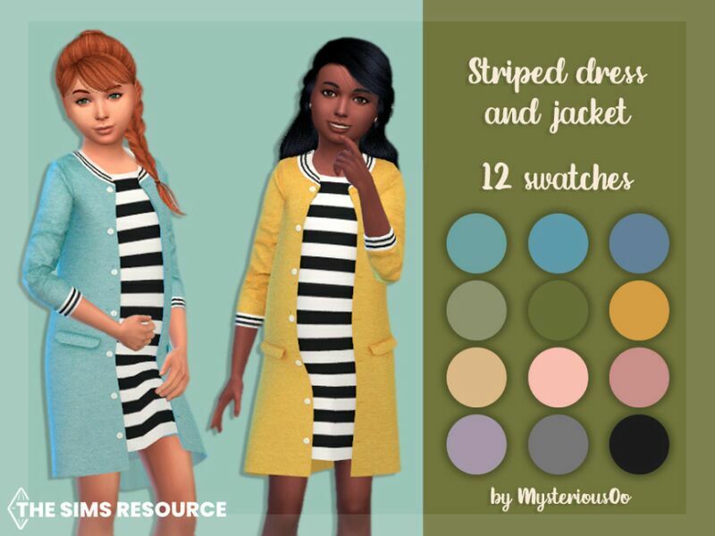 Striped Dress And Jacket By Mysteriousoo 1 Striped Dress And Jacket By Mysteriousoo Sims 4 CC