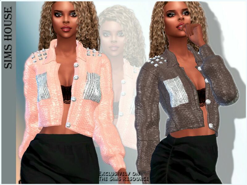 Studded Leather Jacket For Women 1 Studded Leather Jacket For Women Sims 4 CC