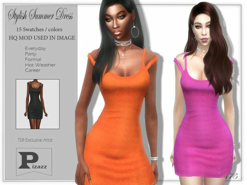 Stylish Summer Dress By Pizazz 1 Stylish Summer Dress By Pizazz Sims 4 CC