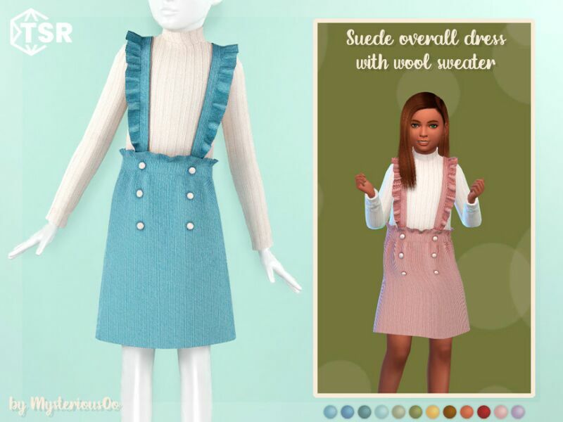 Suede Overall Dress With Wool Sweater By Mysteriousoo 1 Suede Overall Dress With Wool Sweater By Mysteriousoo Sims 4 CC