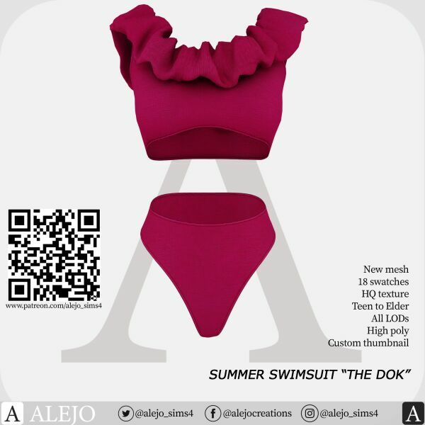 Summer Swimsuit “THE DOK” 1 Summer Swimsuit “THE DOK” Sims 4 CC