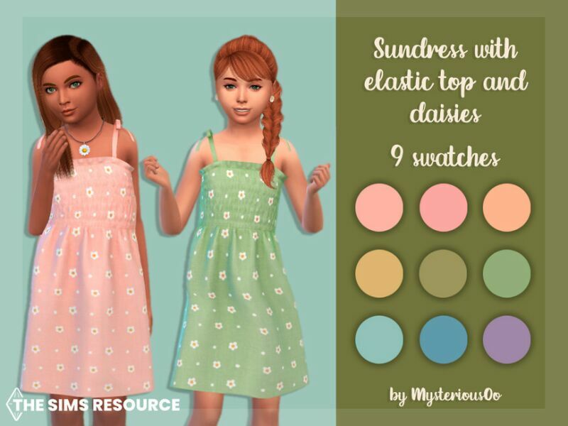 Sundress With Elastic TOP And Daisies By Mysteriousoo 1 Sundress With Elastic TOP And Daisies By Mysteriousoo Sims 4 CC